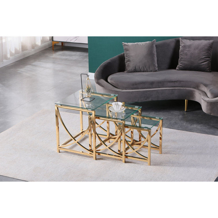 Mercer41 Spohr Glass Top Living Room Table Set Wayfair